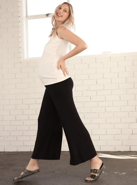 Debra Wide Leg Bamboo Maternity Pants in Black