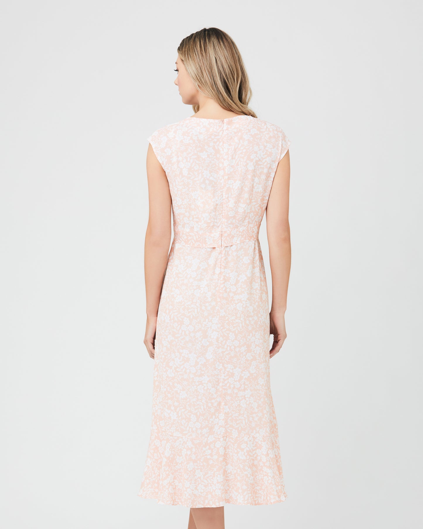 Alanna Tie Front Dress - Peachy pink/ White