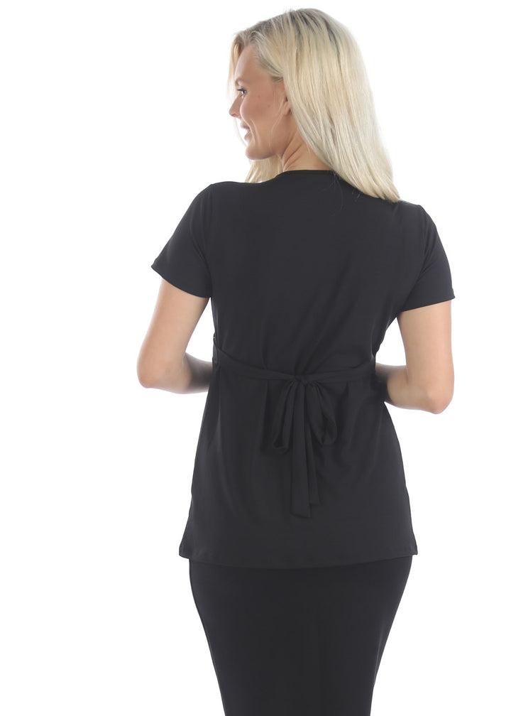 Bree Maternity Crossover Work Top - Black