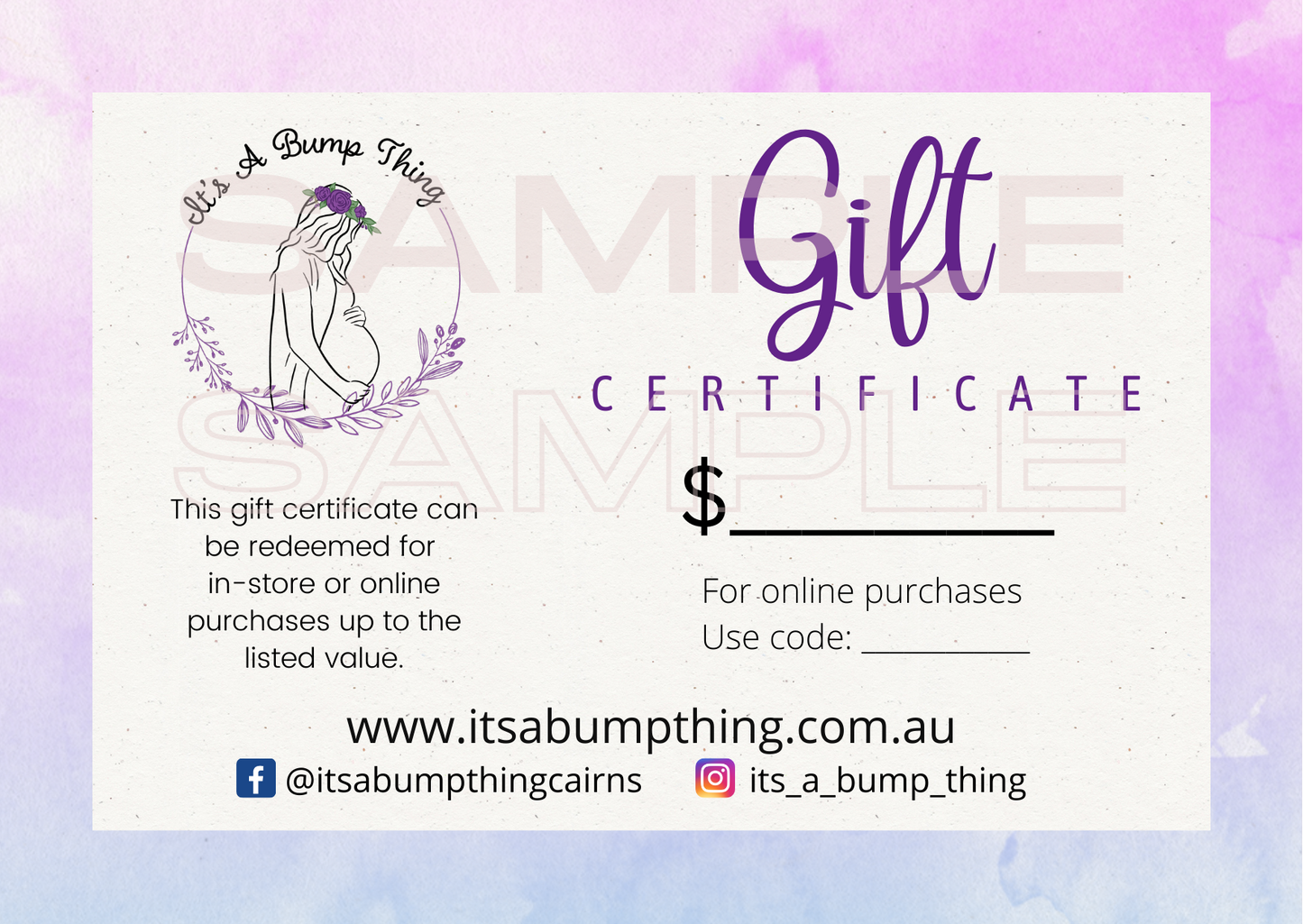 Gift Certificate - It's a Bump Thing