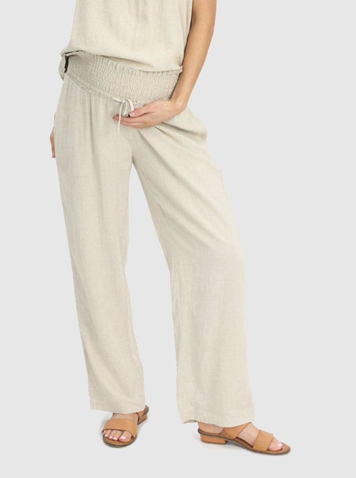 Linen Maternity Pants - Beige