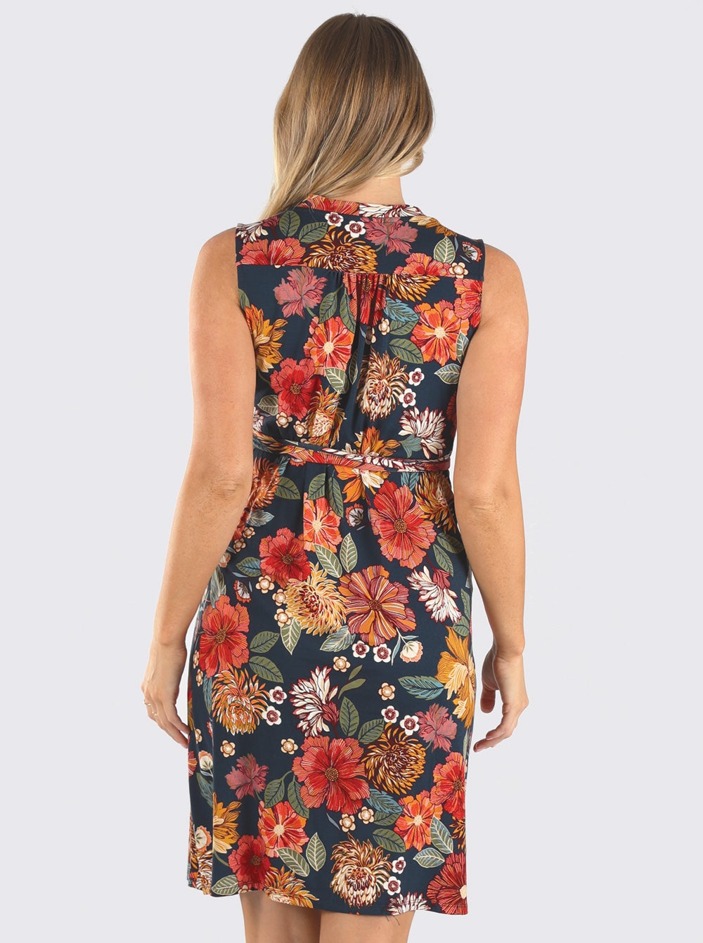 Eve Maternity Classic Wrap Dress in Red Flowers