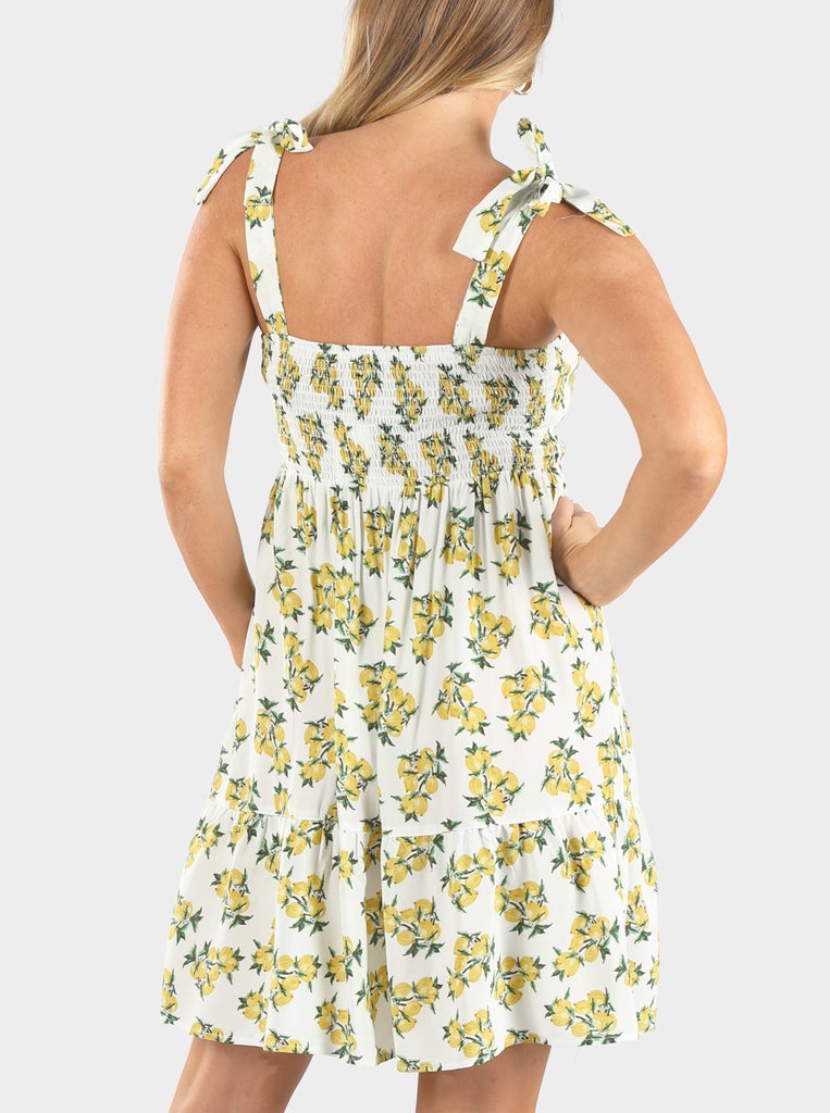 Maternity Lemon Print Nursing Sun Dress