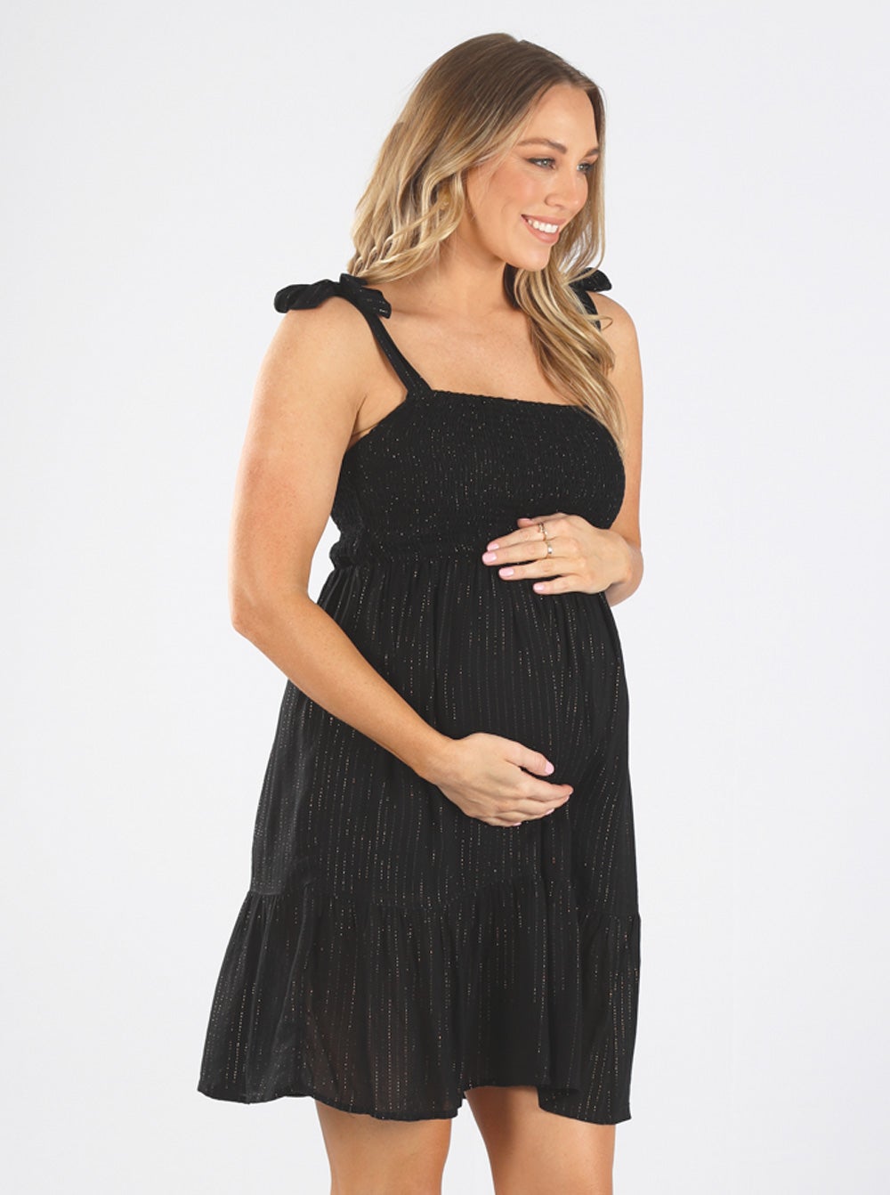 Gold Thread Maternity and Nursing Black Dress