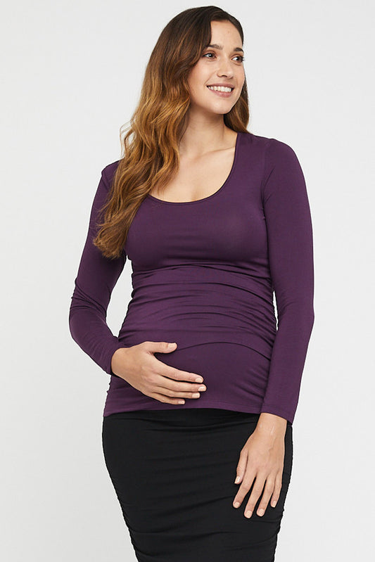 Long Sleeve Ruched Maternity Tee