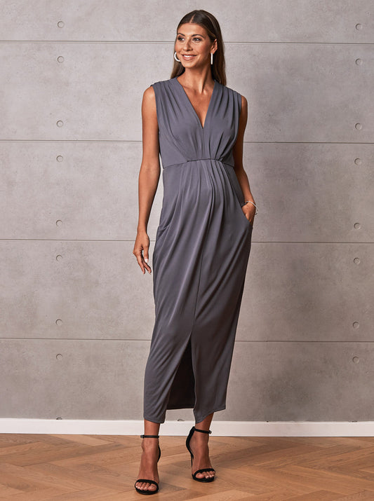 Anias Maternity Evening Dress in Excalibur Grey