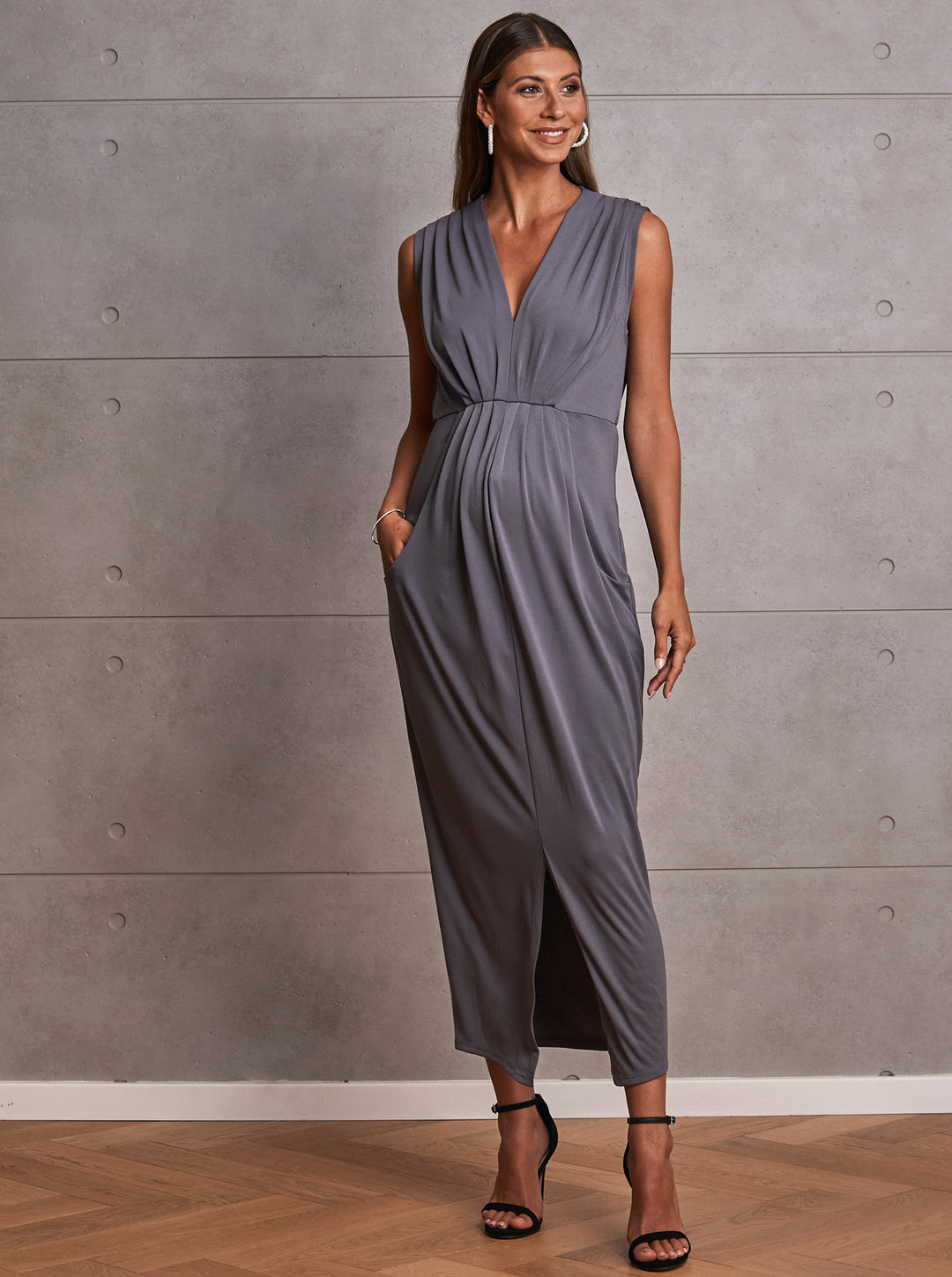 Anias Maternity Evening Dress in Excalibur Grey